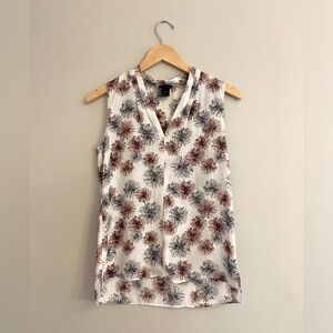 Burgundy and Gray Floral Sleeveless Blouse
